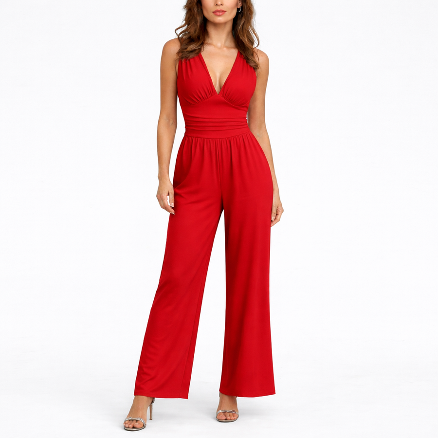 Women's Sleeveless Jumpsuit Wide Leg V-Neck