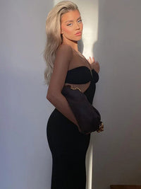 Bandage Halter Neck Cut Out Bodycon Midi Dress