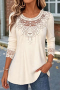 Women's Cream Solid Round Neck Long Sleeves Sweater