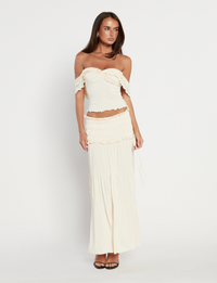 Denali Maxi Skirt in Brown Dot