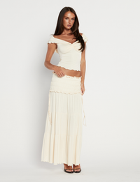 Denali Maxi Skirt in Brown Dot