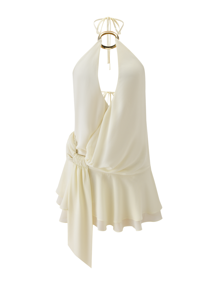 Margot Linen Mini Dress in Ivory