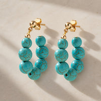 Colored Agate Bead Drop Earrings