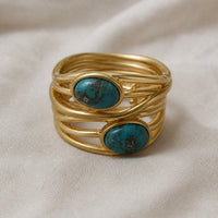 Turquoise Inlay Gold Wrap Ring