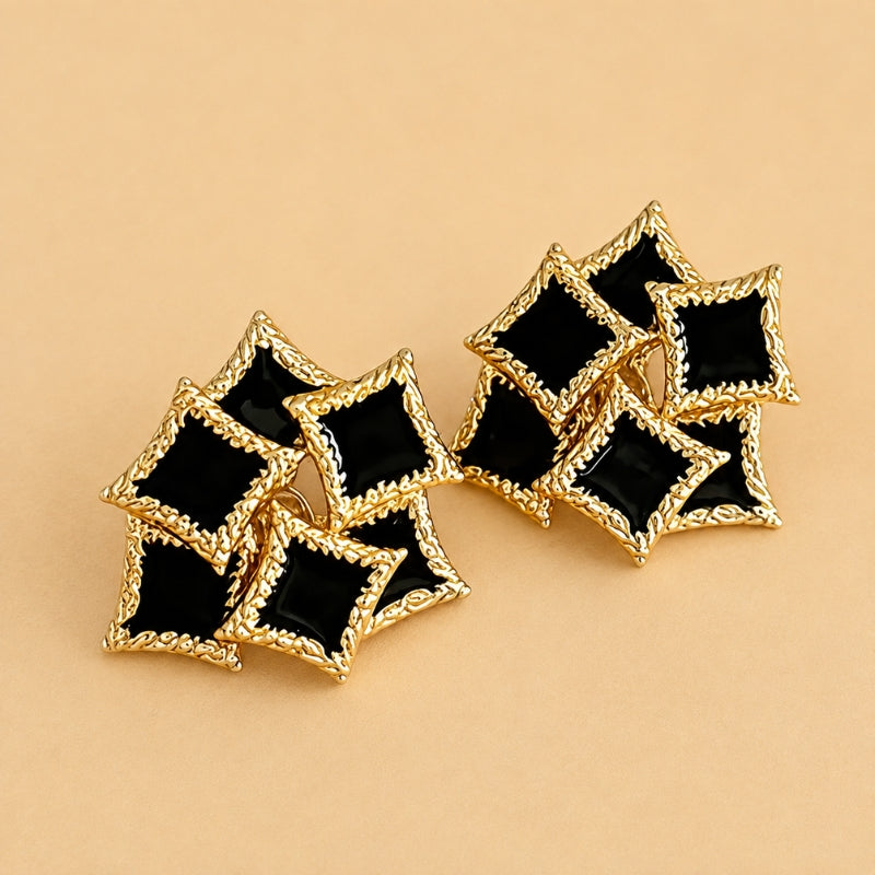 Sophisticated Crystal Black Earrings