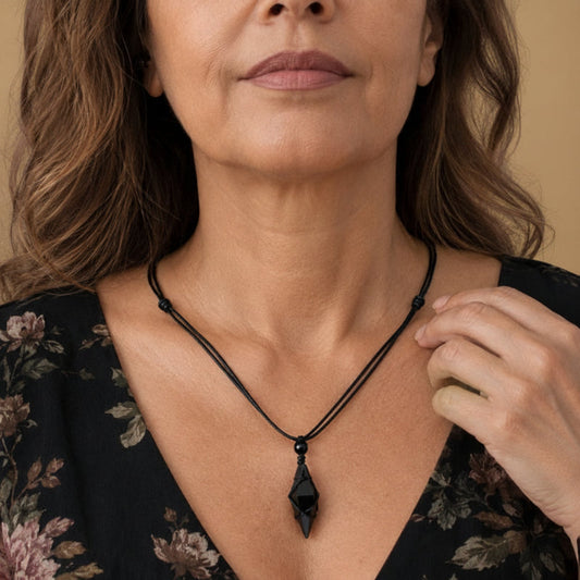 Radiant Obsidian Pendant Necklace