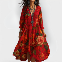 Victoria | Women's Vintage Boho V-Neck Summer Dress