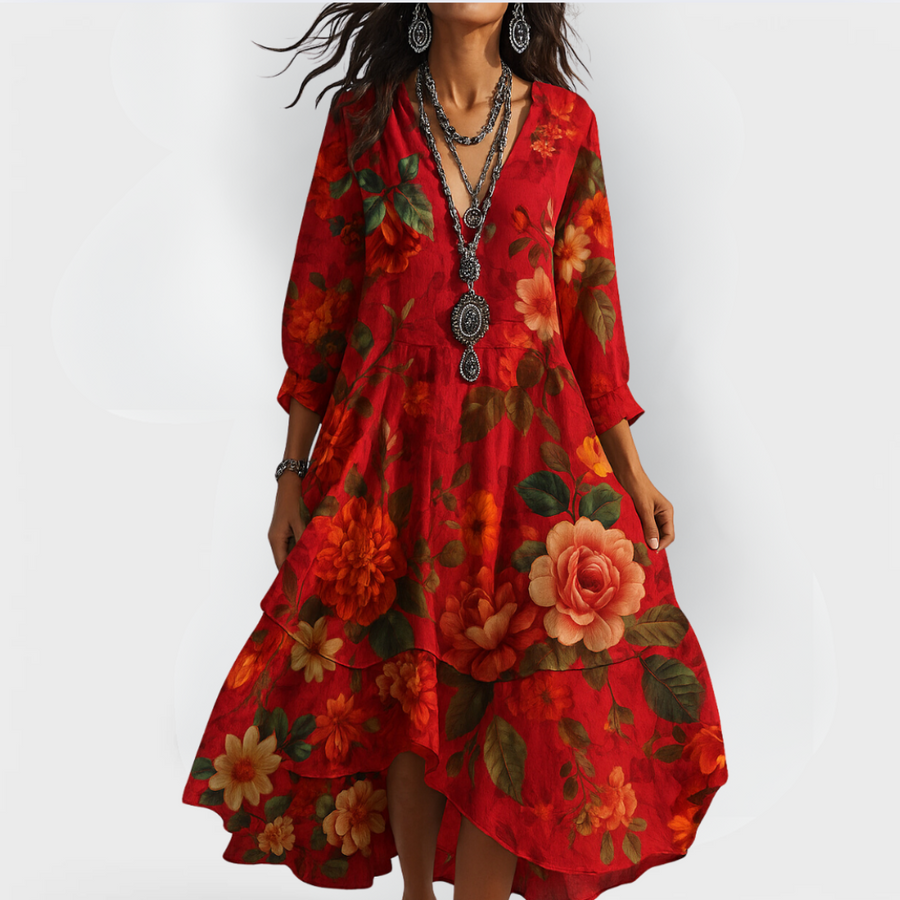Victoria | Women's Vintage Boho V-Neck Summer Dress