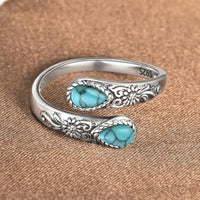 Turquoise Teardrop Floral Ring