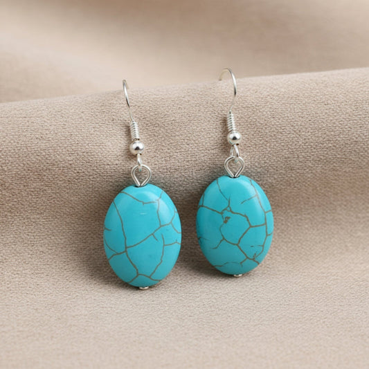 Turquoise Oval Drop Earrings