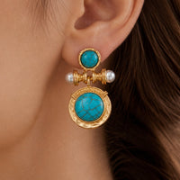 Exquisite Turquoise Pearl Earrings