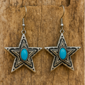 Antiqued Silver Turquoise Star Earrings