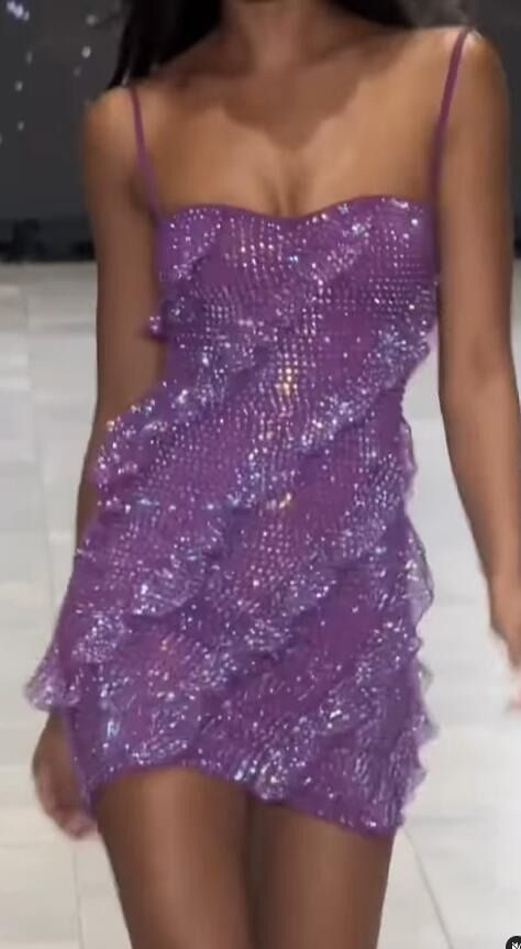 Violet Sequin Ruffle Sheath Dress