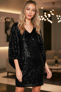 V Neck Sequin Dress