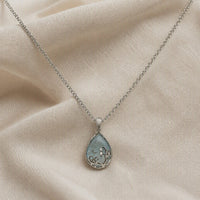 Vintage Silver Swirl Teardrop Necklace