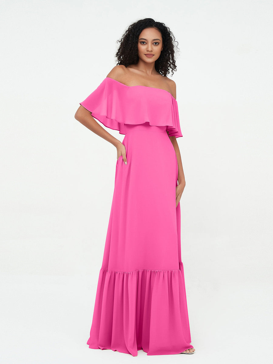 Azalea Chiffon Off-Shoulder Gown