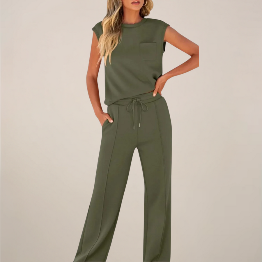 Viola | Women's Spring Sleeveless Top and Relaxed Trouser Set