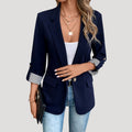 Women's Tailored Blazer - Classic Single-Breasted with Roll-Up Sleeves