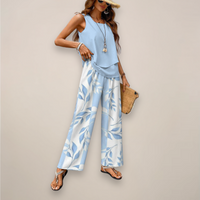 Tanja | Women's Sleeveless Top and Wide Leg Trouser Set
