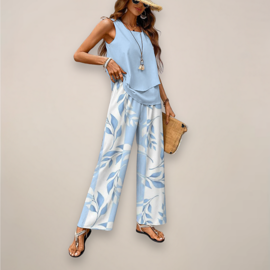 Tanja | Women's Sleeveless Top and Wide Leg Trouser Set