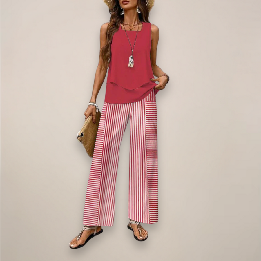 Tanja | Women's Sleeveless Top and Wide Leg Trouser Set