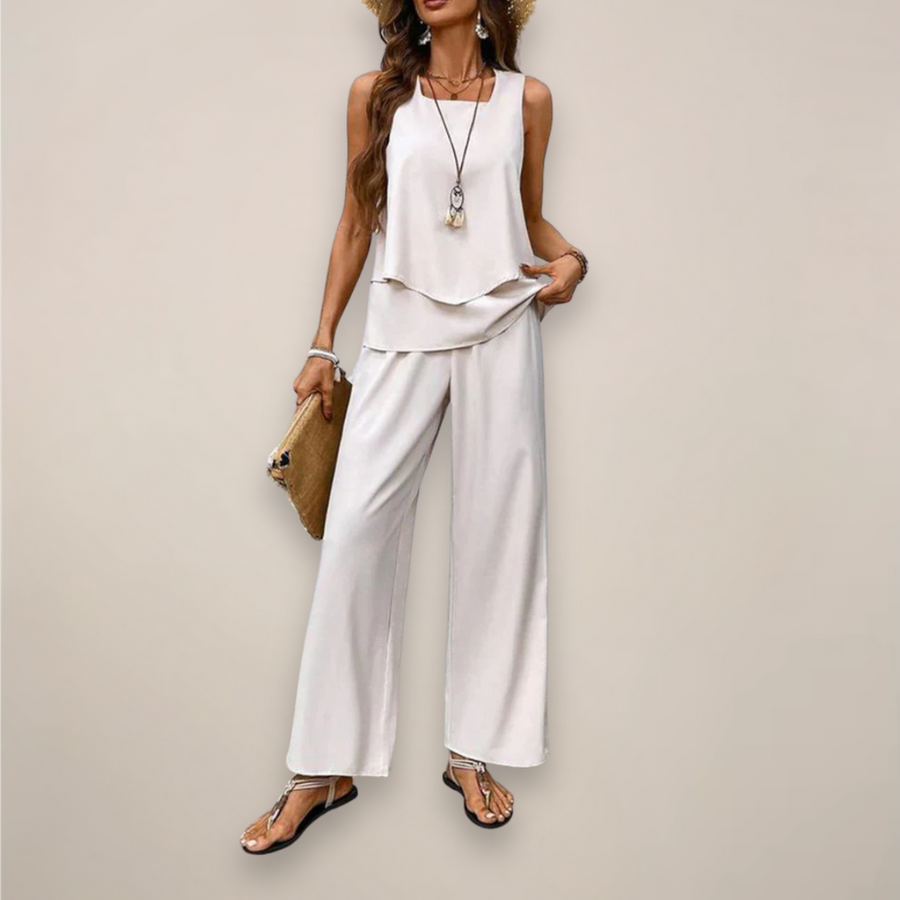 Tanja | Women's Sleeveless Top and Wide Leg Trouser Set