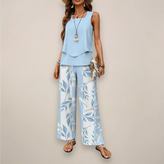 Tanja | Women's Sleeveless Top and Wide Leg Trouser Set