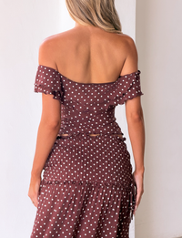 Denali Maxi Skirt in Brown Dot