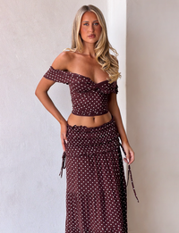 Denali Maxi Skirt in Brown Dot