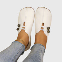 Regine | Women's Spring Casual Slip-On Flats with Button Detail