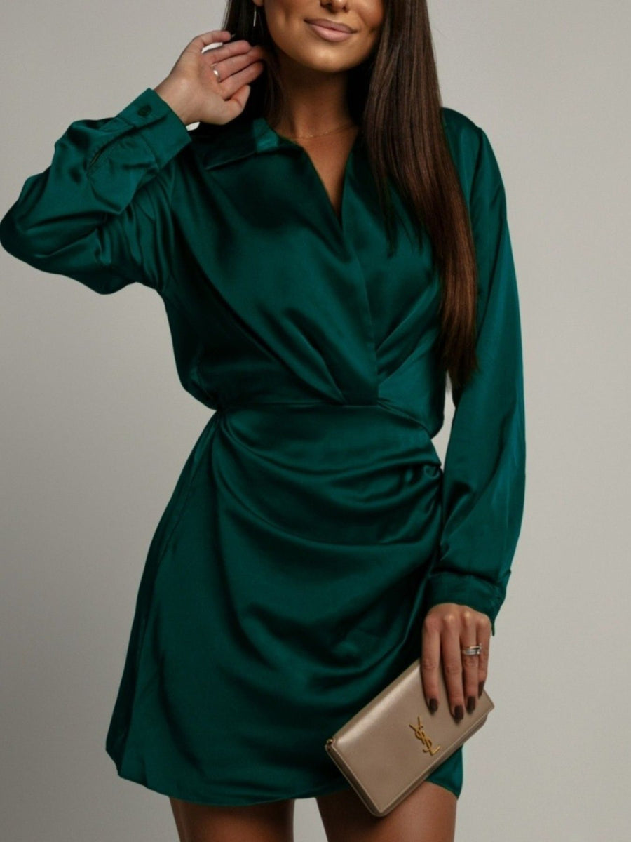 Margot Satin Collared Dress
