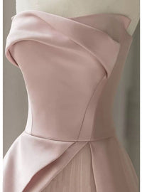 Charming A line Strapless Black Satin Pink Tulle Prom Dresses Vestidos De Dia HZ0311