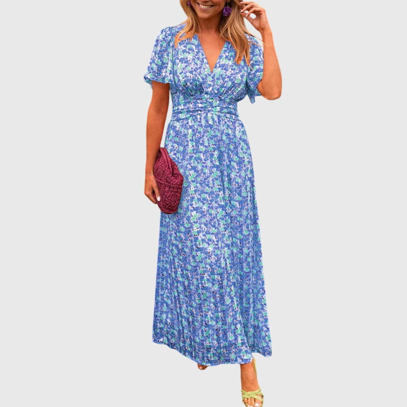 Leonie | Women's Short Sleeve Floral Maxi Dress