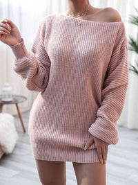 Cecilia Rib-Knit Mini Dress in Pastel Blue