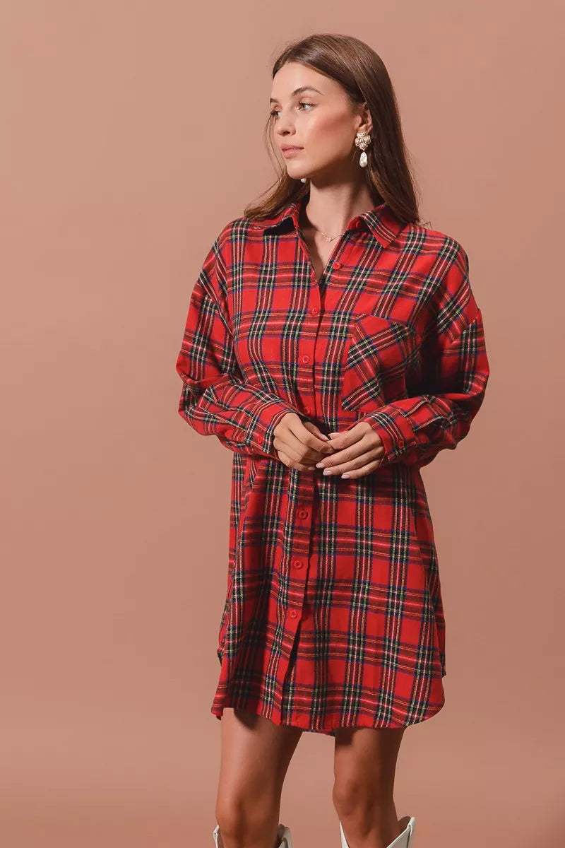 Margot Plaid Button-Up Midi Dress