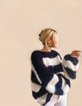 Hand Knit and Striped Mohair Sweater Oversized Fluffy Pullover Lightweight Brushed Knit