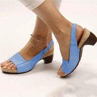 Vera | Women's Peep Toe Slingback Block Heel Sandals Buckle