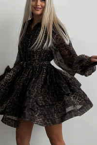 Margot Leopard Chiffon Mini Dress
