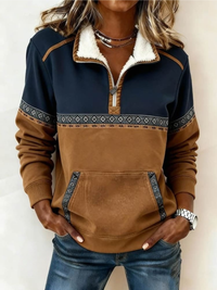 Women's Quarter Zip Jumper Fair Isle Sherpa
