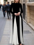 Glam Elegant Panelled Tulle Long Sleeve a Line Maxi Dress