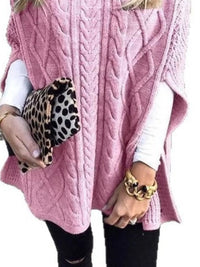Chunky Cable Knit Turtleneck Poncho Cover Up