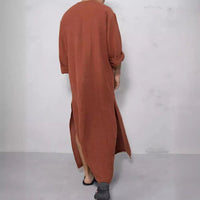 Abel Breathable Linen Tunic with Stand Collar and Pockets