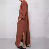 Abel Breathable Linen Tunic with Stand Collar and Pockets