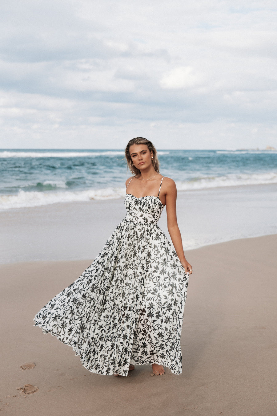 Achanti Pleated Maxi Dress in Pink Azalea