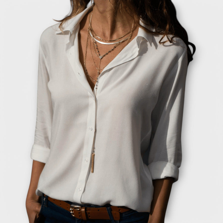 Adela | Women's Collared Long Sleeve Button Down Blouse