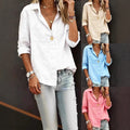 Adeline Casual Linen Blouse with Chest Pocket