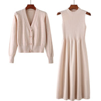 Adeline Elegant Knit Dress with V-Neck