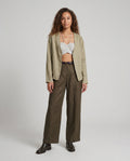 Adeline Elegant Linen Blouse with V-Neck and Button Front