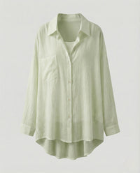 Adeline Linen Blend Blouse in Green