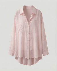 Adeline Linen Blend Blouse in Pink